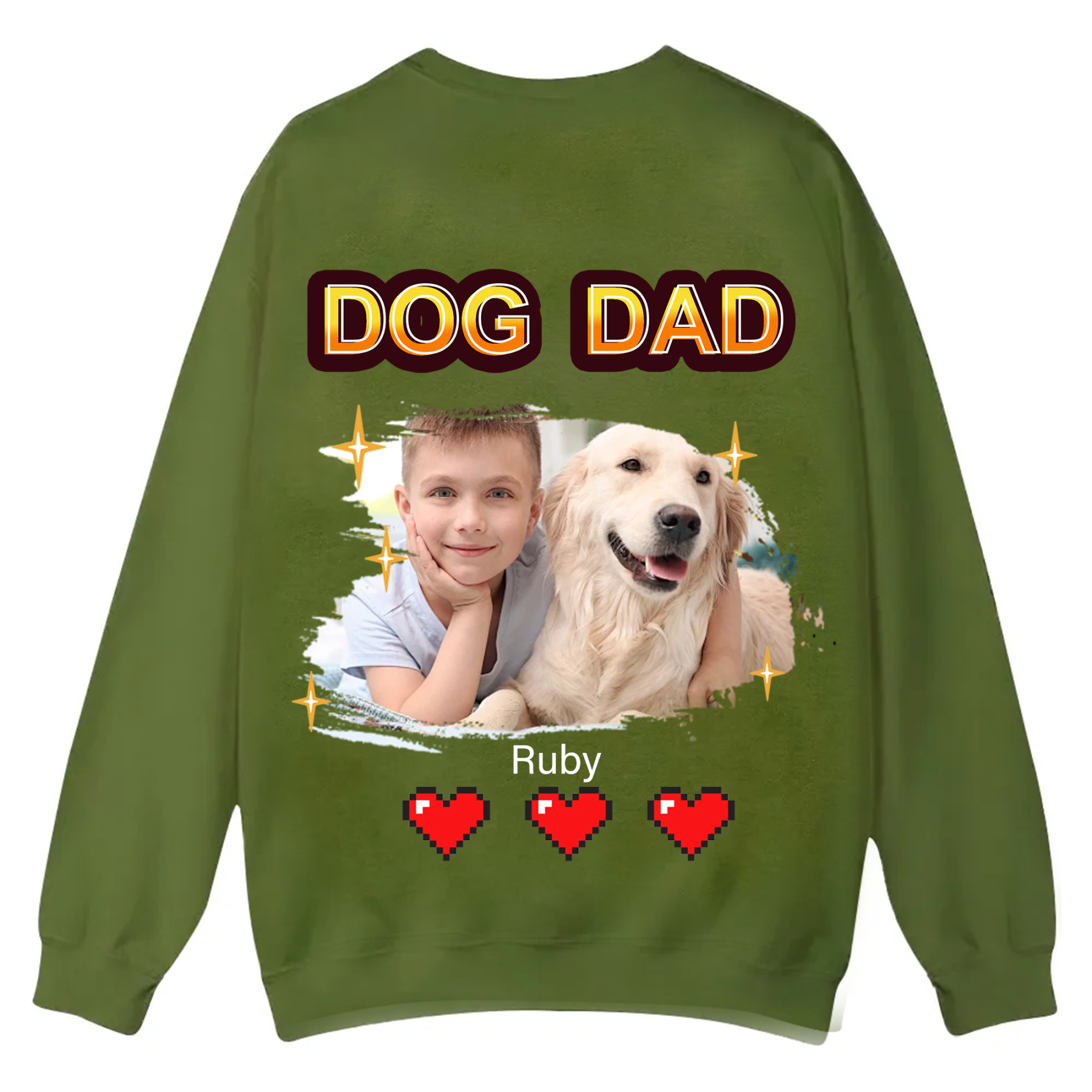 Dog Mom Pixel Photo - Personalized Custom Unisex Casual Crewneck Sweatshirt