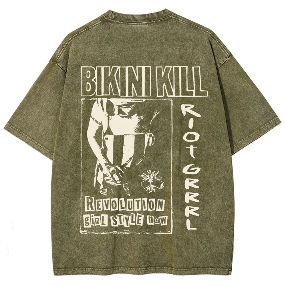 Unisex Vintage Washed Bikini Kill Rock Band t-Shirt