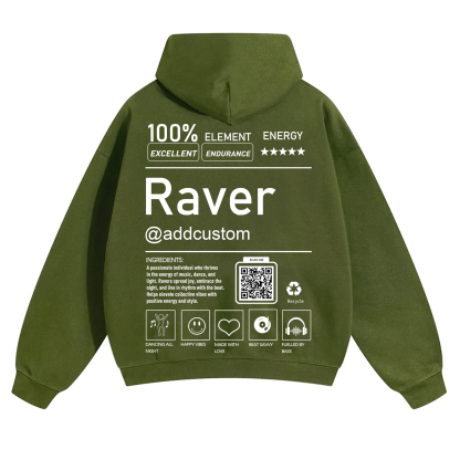 Addcustom QR Code Raver Solid Color Hoodie wearishow
