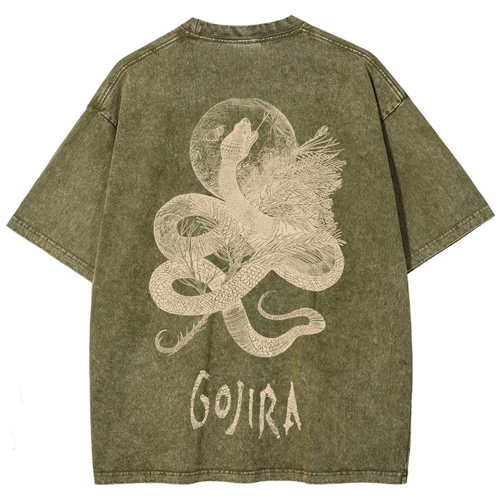 Unisex Vintage Washed Gojira Heavy Metal Band t-Shirt