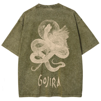 Unisex Vintage Washed Gojira Heavy Metal Band t-Shirt