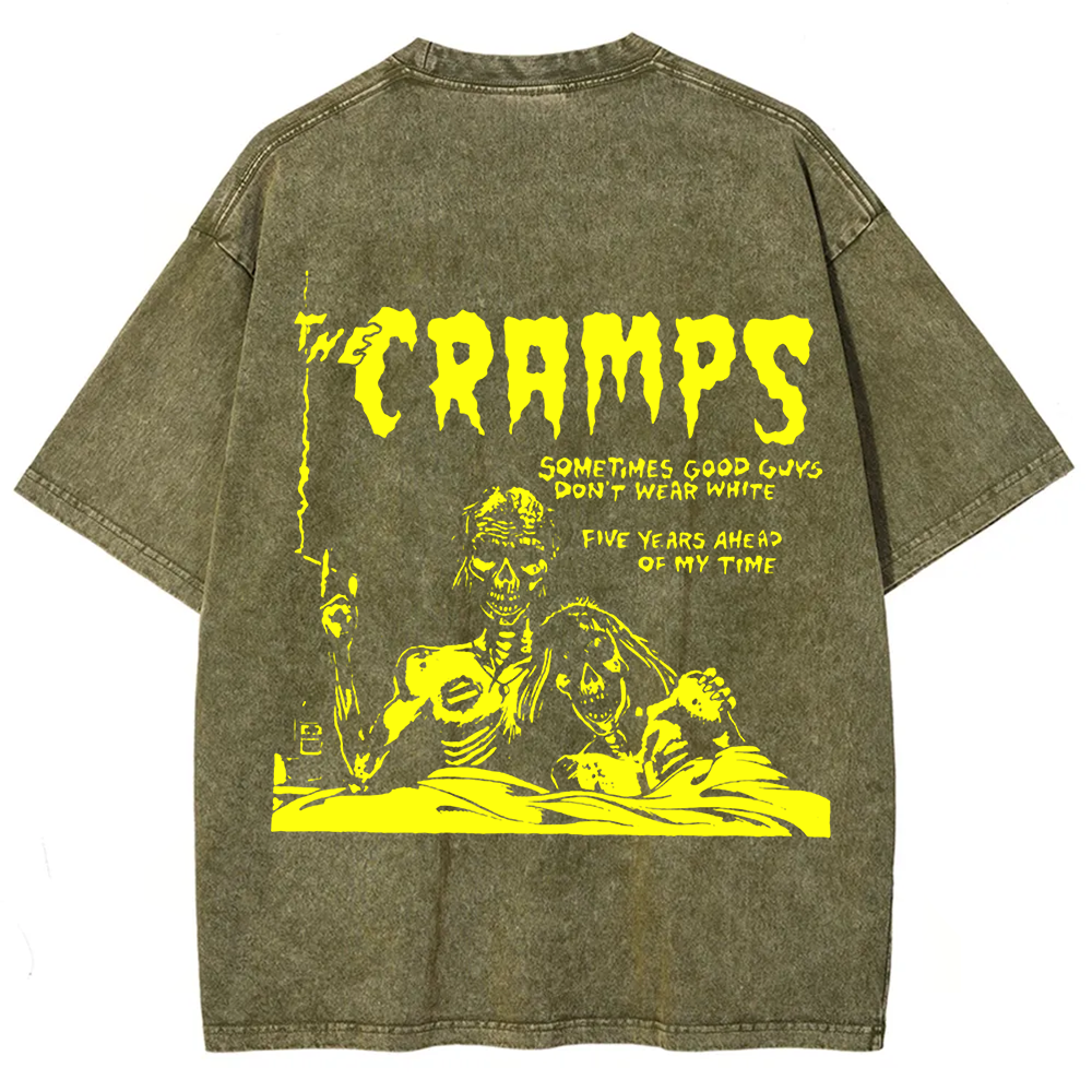 Unisex Vintage Washed The Cramps Rock Band t-Shirt