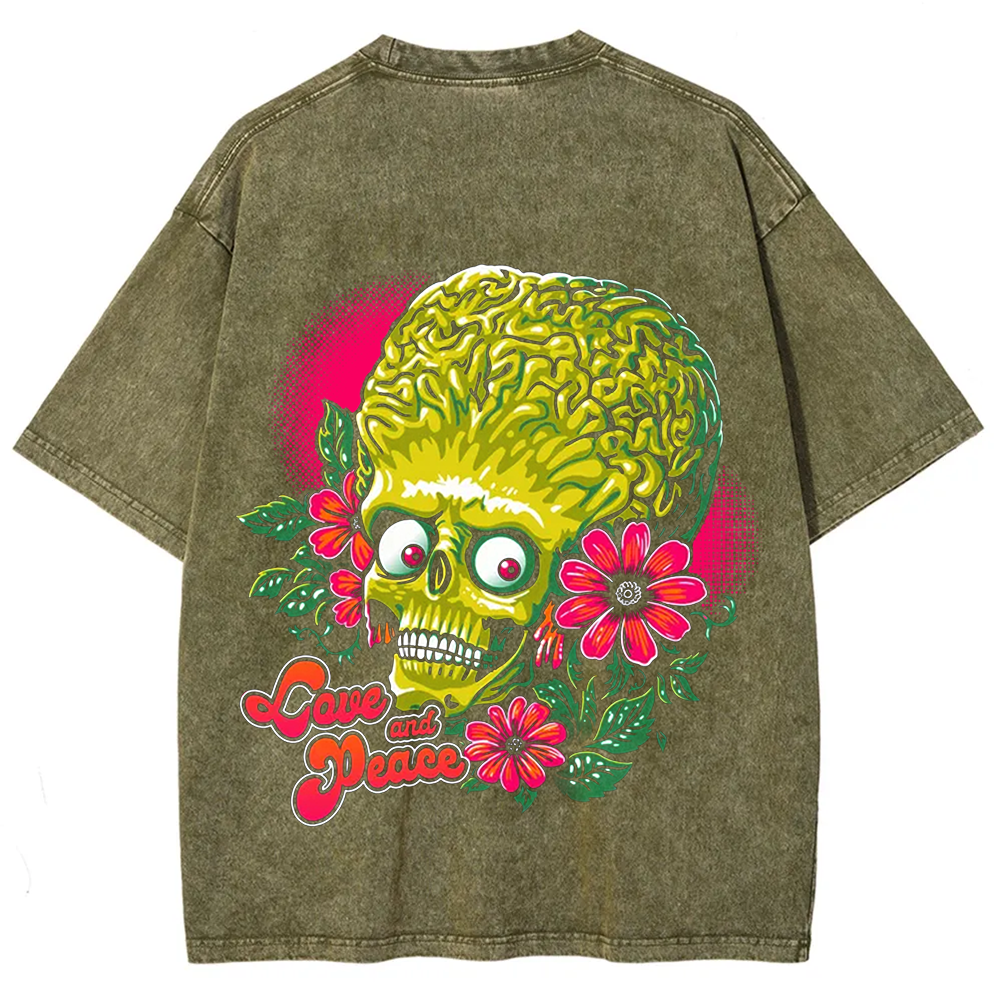 Unisex Vintage Washed  Love and Peace  t-Shirt