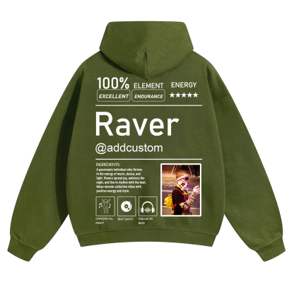 Addcustom Photo Raver Solid Color Hoodie wearishow