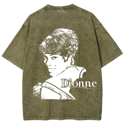 Unisex Vintage Washed  Dionne Warwick Singer  t-Shirt