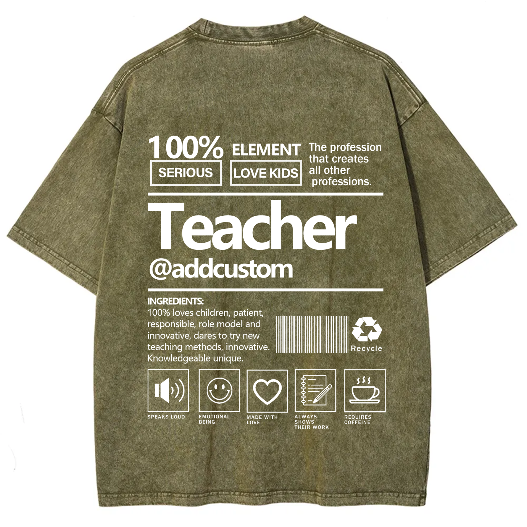 Teacher Addcustom Unisex Fit Washed T-Shirt wearishow