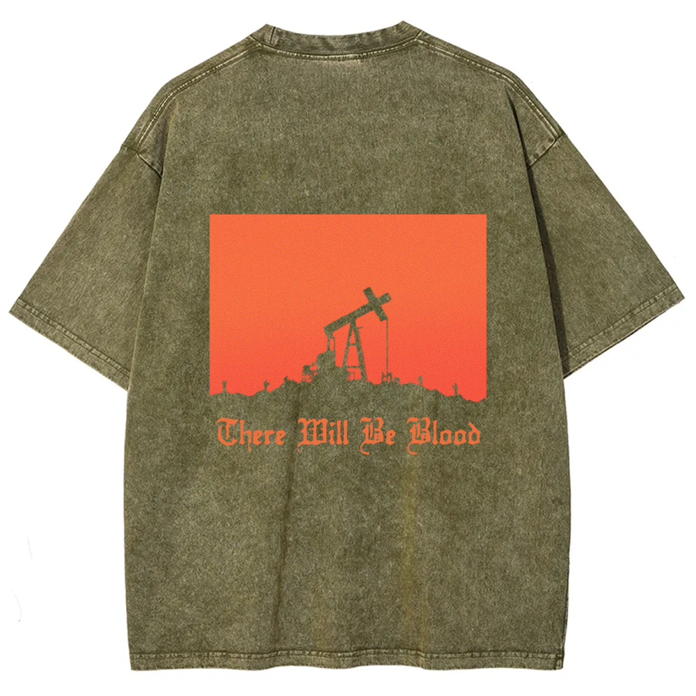 Unisex Vintage Washed  There will be blood， western movie t-Shirt