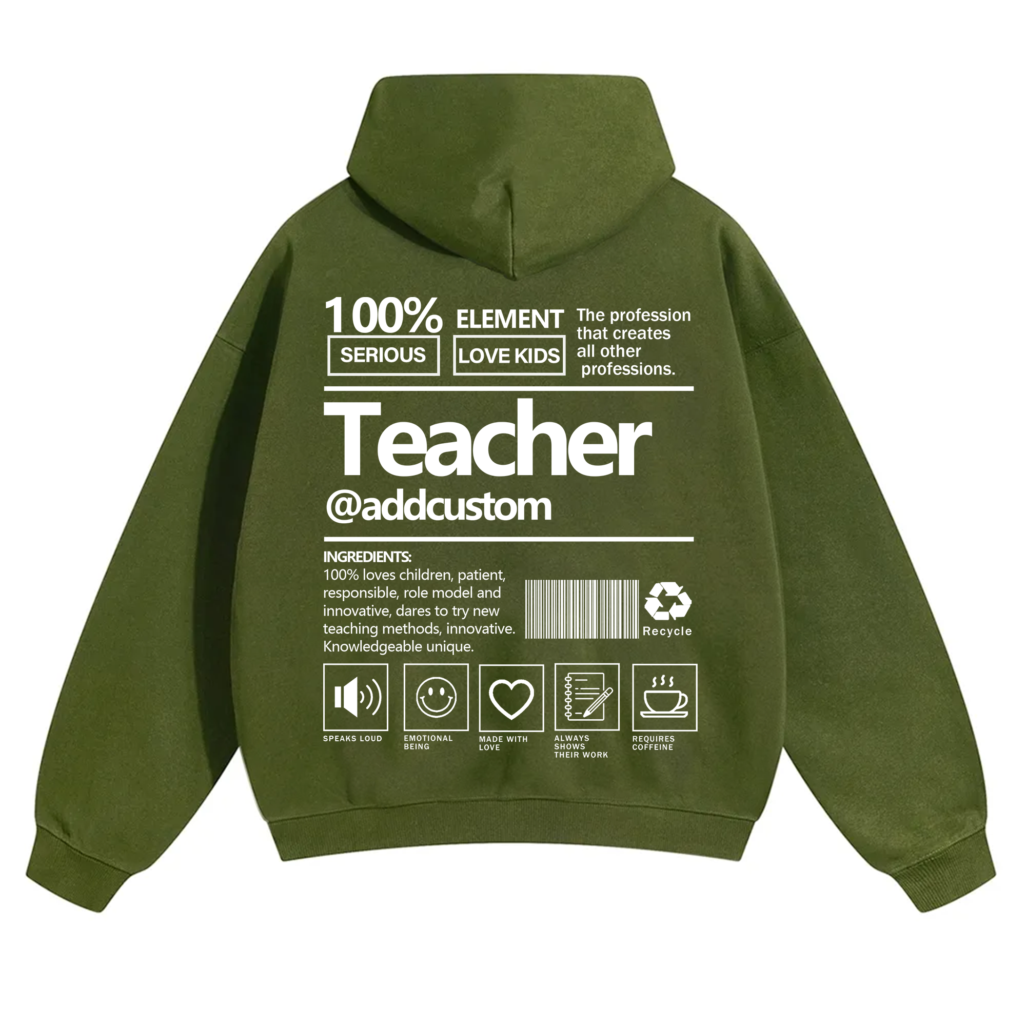 Teacher Addcustom Solid Color Hoodie wearishow