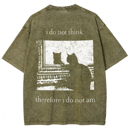 Unisex Vintage I do not think therefor I do not am Funny Cat t-Shirt