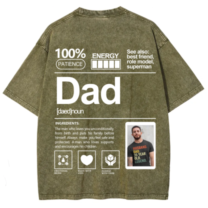 Addcustom Photo Dad Washed T-Shirt