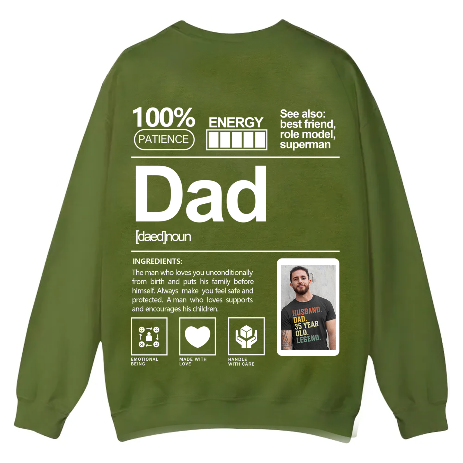 Addcustom  Photo Dad Casual Crewneck Sweatshirt