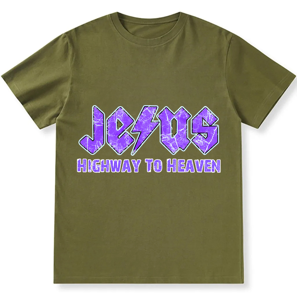 Jesus Highway To Heaven Unisex Fit Cotton T-Shirt wearishow