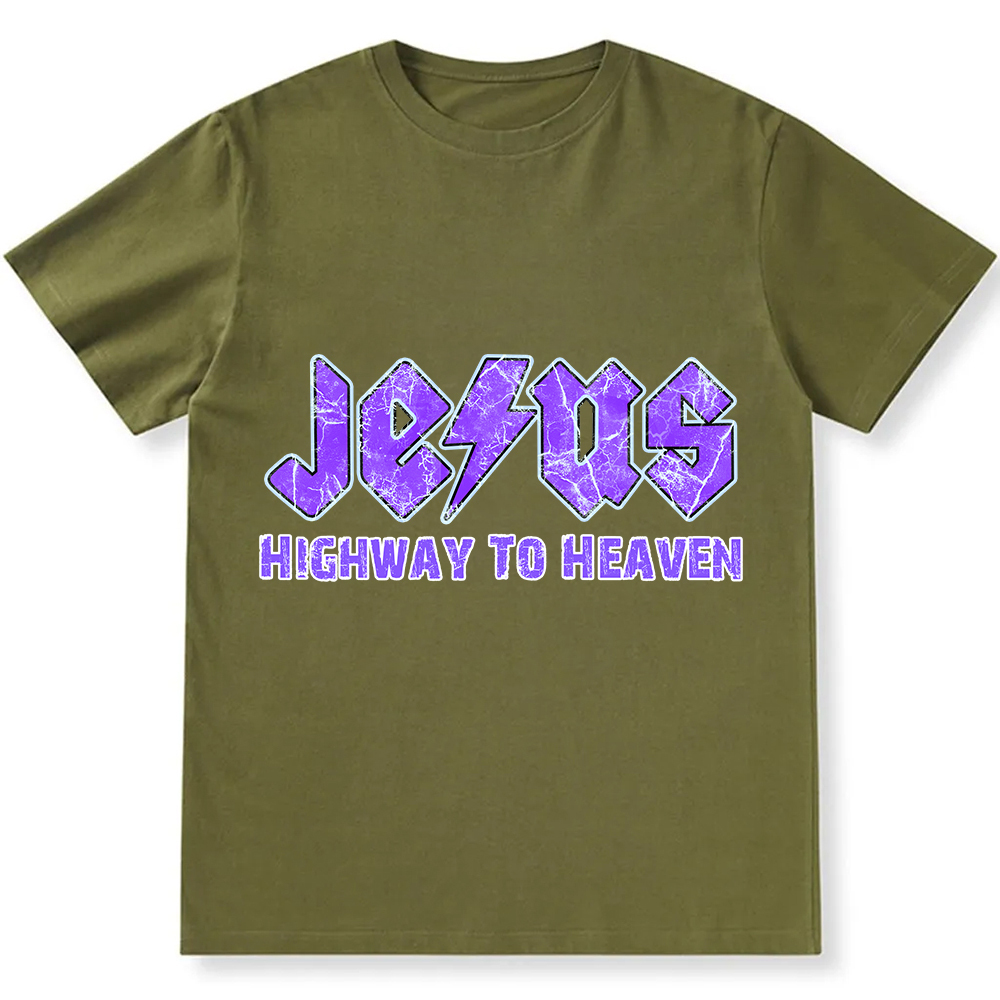 Jesus Highway To Heaven Unisex Fit Cotton T-Shirt wearishow