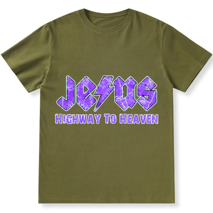 Jesus Highway To Heaven Unisex Fit Cotton T-Shirt wearishow