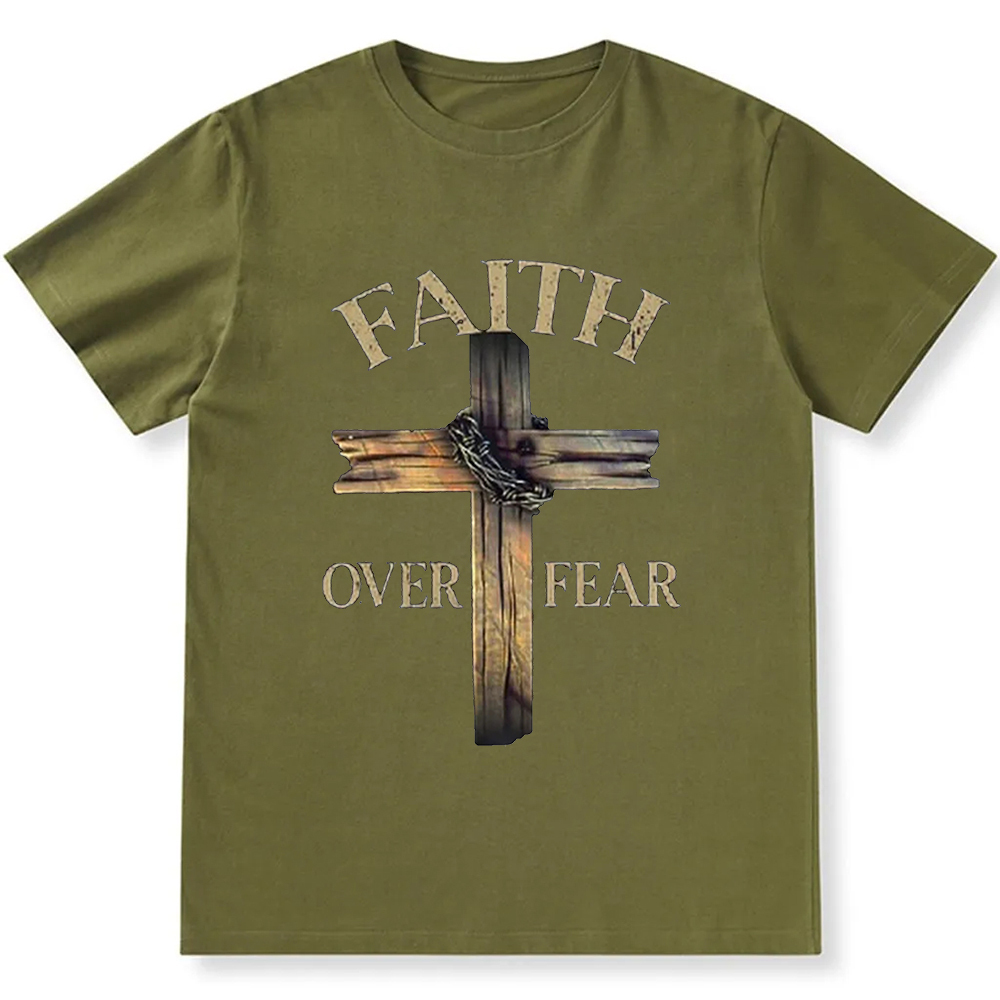 Faith Over Fear Cross Unisex Fit Cotton T-Shirt wearishow