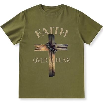 Faith Over Fear Cross Unisex Fit Cotton T-Shirt wearishow
