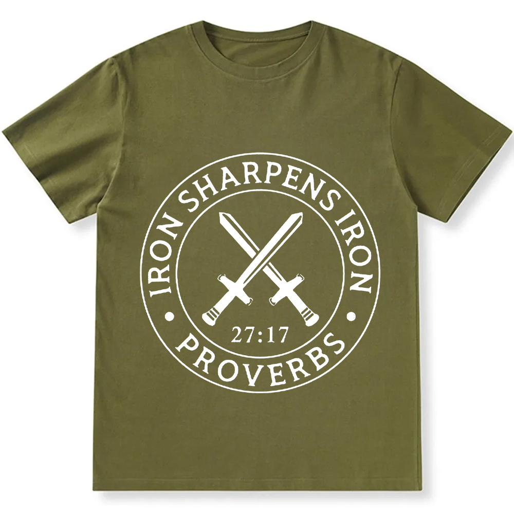 Iron Sharpens Iron PRVOERBS 27:17 Christian Unisex Fit Cotton T-Shirt wearishow