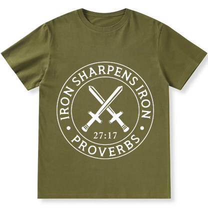 Iron Sharpens Iron PRVOERBS 27:17 Christian Unisex Fit Cotton T-Shirt wearishow