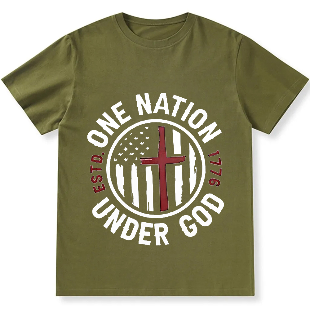 One Nation Under God ESTD 1776 Unisex Fit Cotton T-Shirt wearishow