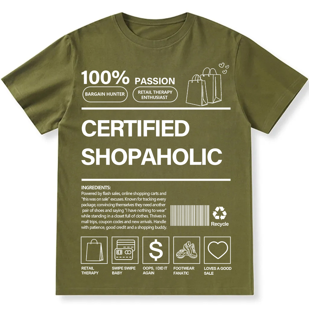 Certified Shopaholic Unisex Fit Cotton T-Shirt wearishow