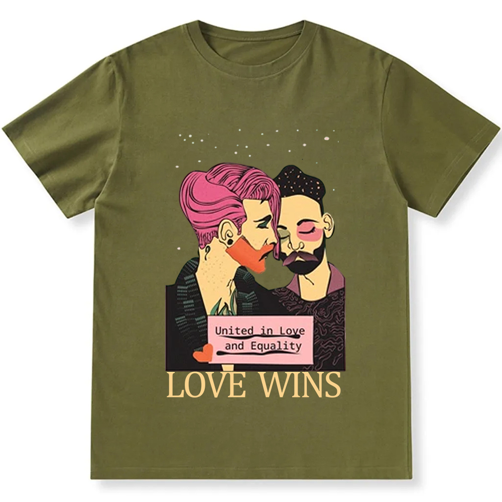 United in Love and Equality Love Wins Unisex Fit Cotton T-Shirt wearishow