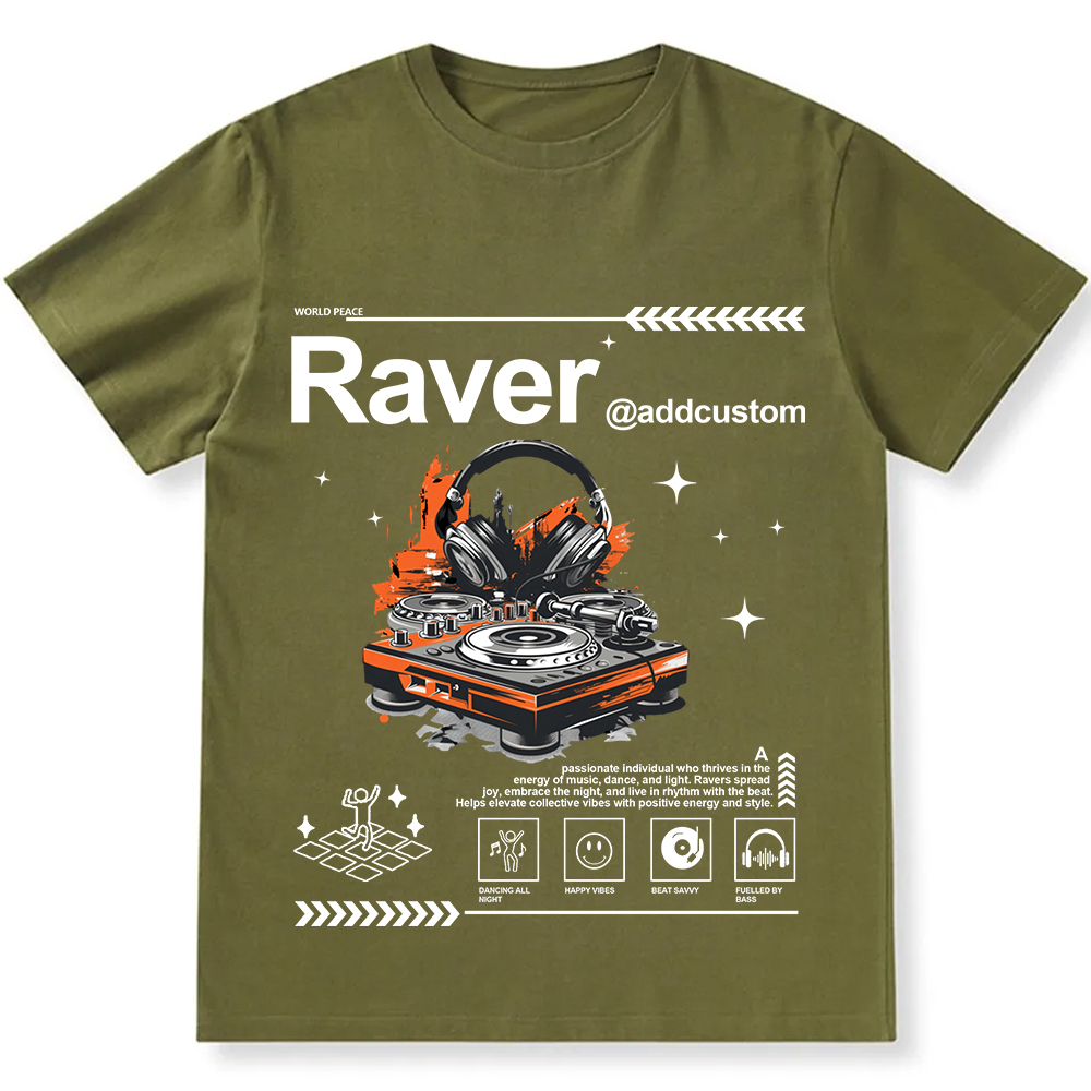 Addcustom Raver Unisex Fit Cotton T-Shirt wearishow