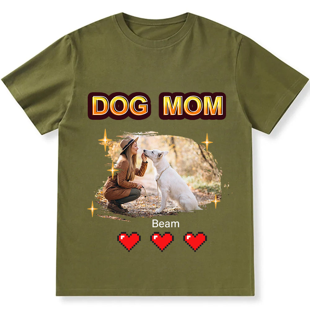 Dog Mom Pixel Photo - Personalized Custom Unisex Fit T-Shirt wearishow