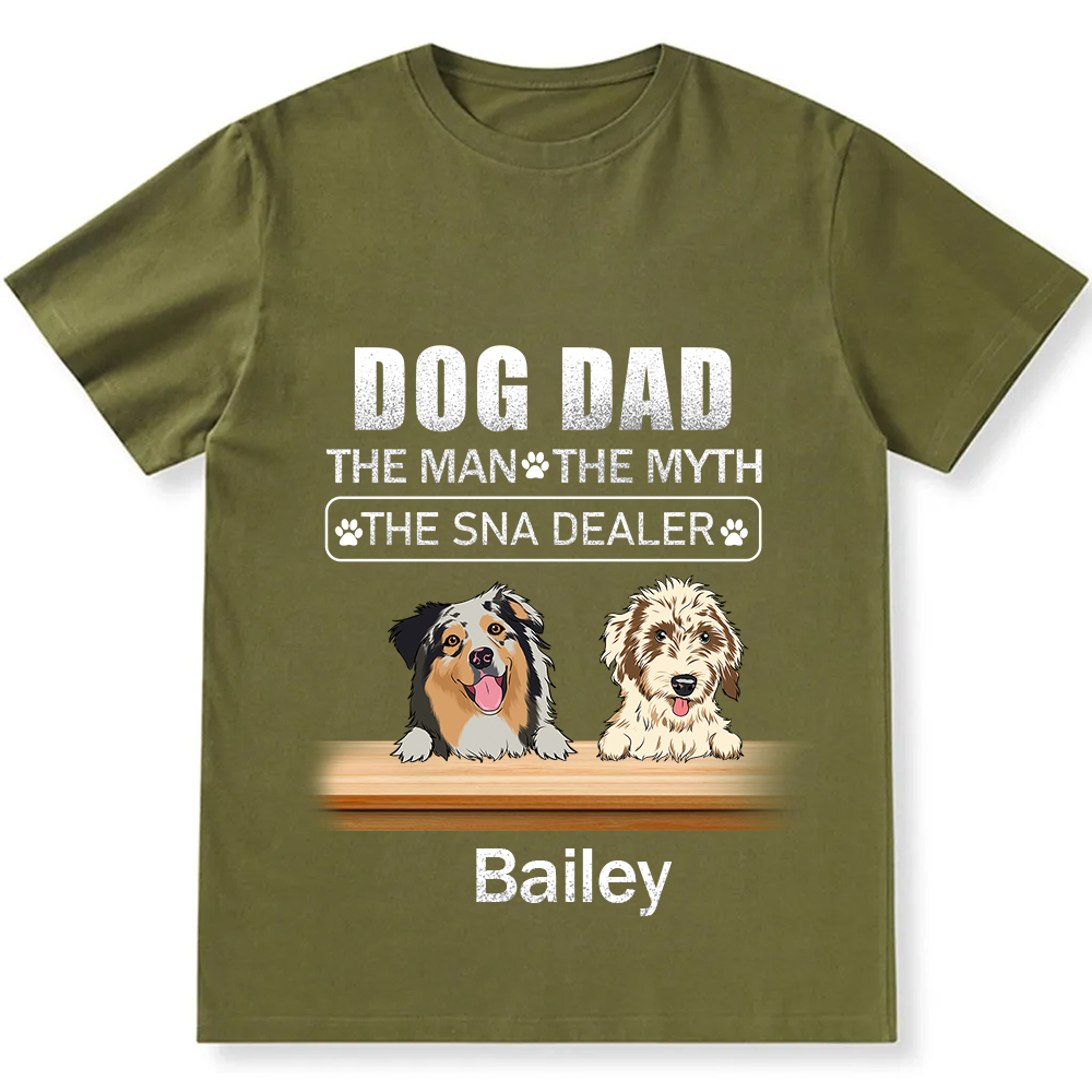 Dog Dad The Man The Myth The Snack Dealer - Personalized Custom Unisex T-shirt
