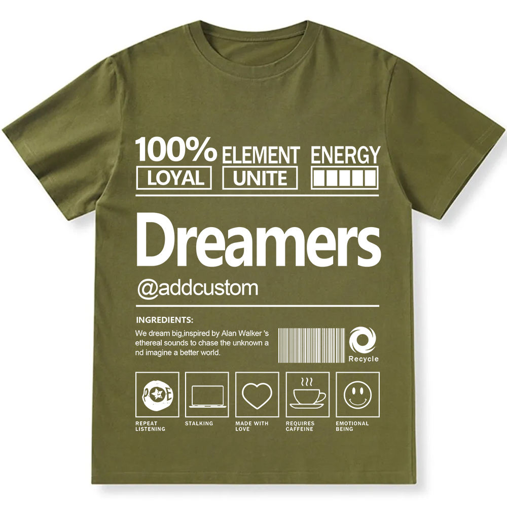Addcustom Dreamers Personalized Custom Unisex Fit Cotton T-Shirt wearishow