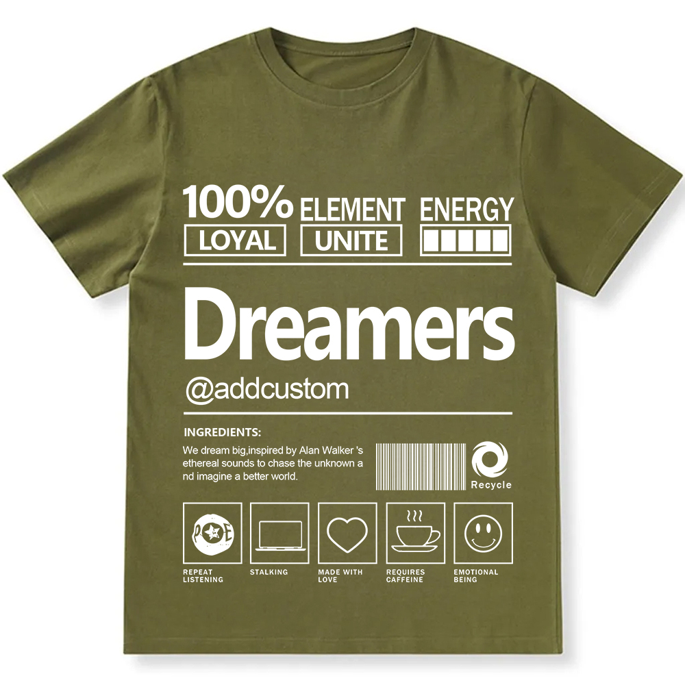 Addcustom Dreamers Personalized Custom Unisex Fit Cotton T-Shirt wearishow