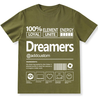 Addcustom Dreamers Personalized Custom Unisex Fit Cotton T-Shirt wearishow