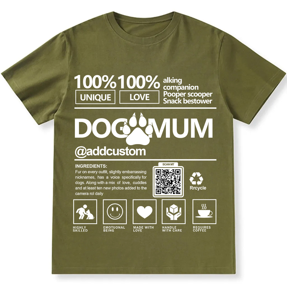 Dog Mum  Addcustom QR Code Name Unisex Fit Cotton T-Shirt wearishow
