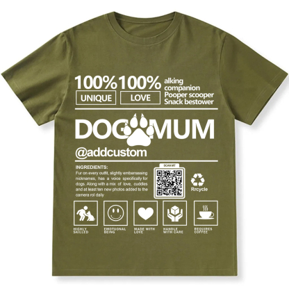 Dog Mum  Addcustom QR Code Name Unisex Fit Cotton T-Shirt wearishow