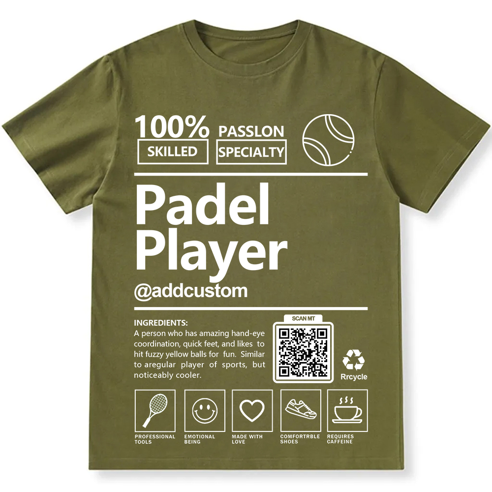 Padel Player Addcustom QR Code Unisex Fit Cotton T-Shirt wearishow