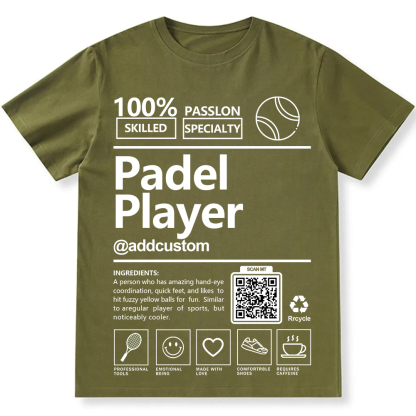 Padel Player Addcustom QR Code Unisex Fit Cotton T-Shirt wearishow