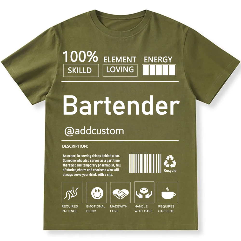Bartender  Custom Unisex Fit Cotton T-Shirt wearishow