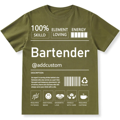Bartender  Custom Unisex Fit Cotton T-Shirt wearishow