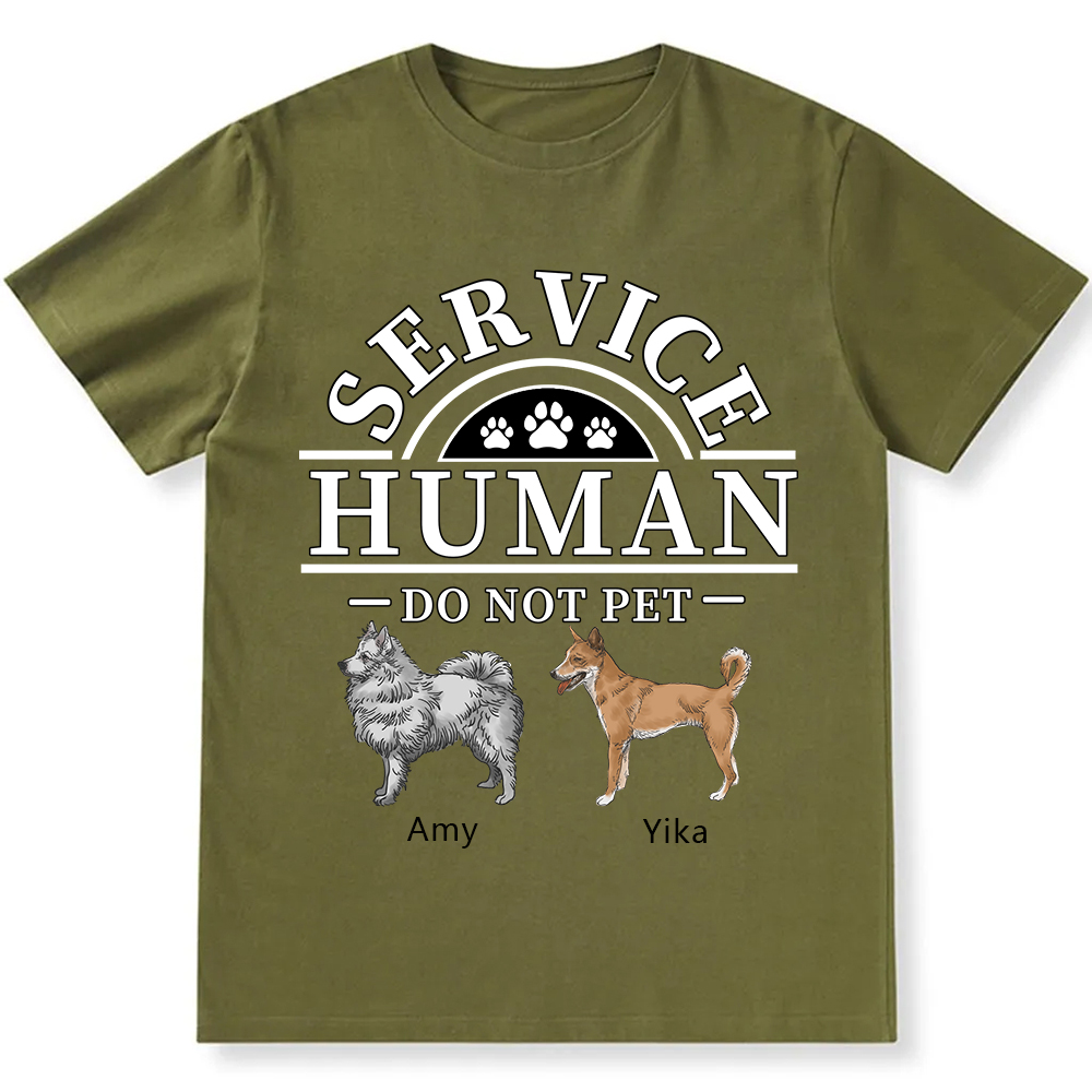 Service Human, Do Not Pet 2 - Personalized Custom Unisex Fit Cotton T-Shirt wearishow