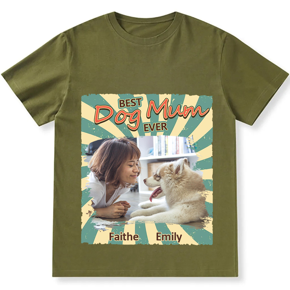 Retro Funny Dog Shirt Photo- Personalized Custom Unisex Fit Cotton T-Shirt wearishow