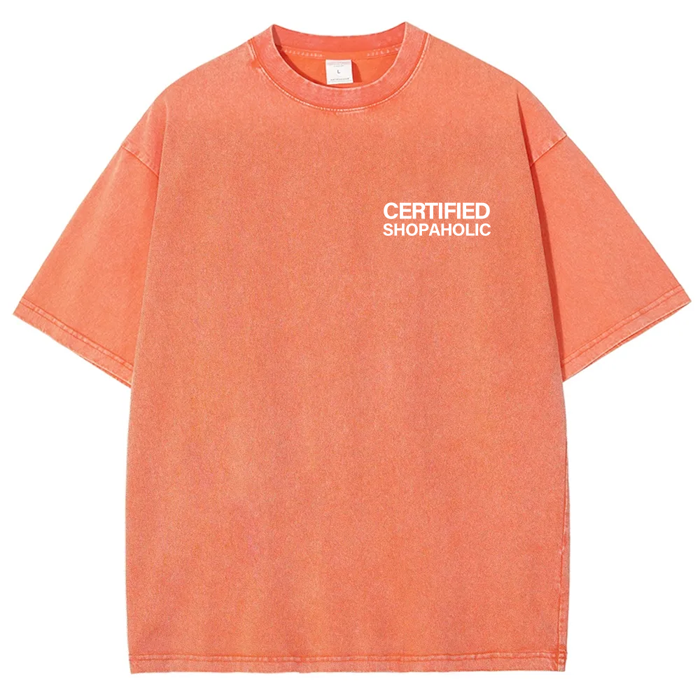 Certified Shopaholic Unisex Fit Washed T-Shirt