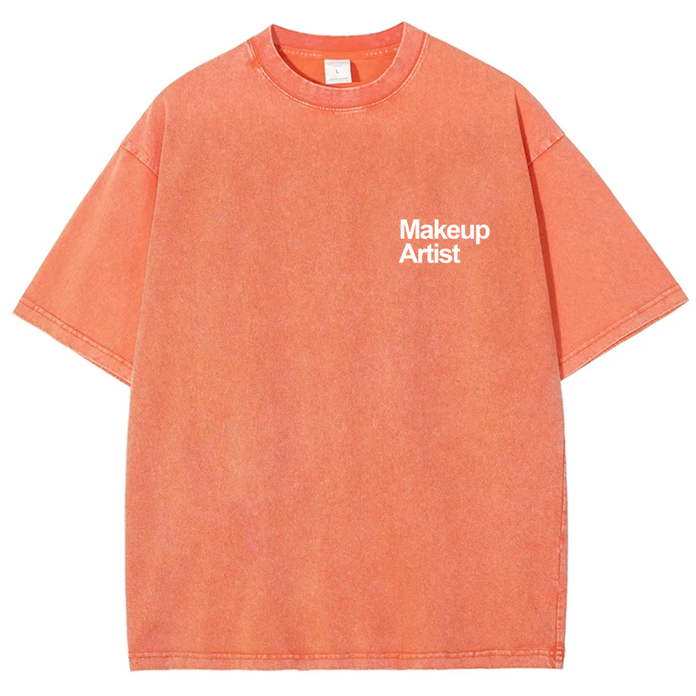 Wearishow Makeup Artist Addcustom QR Code Unisex Fit Washed T-Shirt
