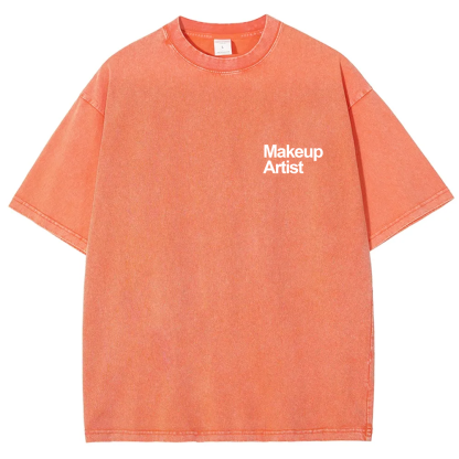 Wearishow Makeup Artist Addcustom QR Code Unisex Fit Washed T-Shirt