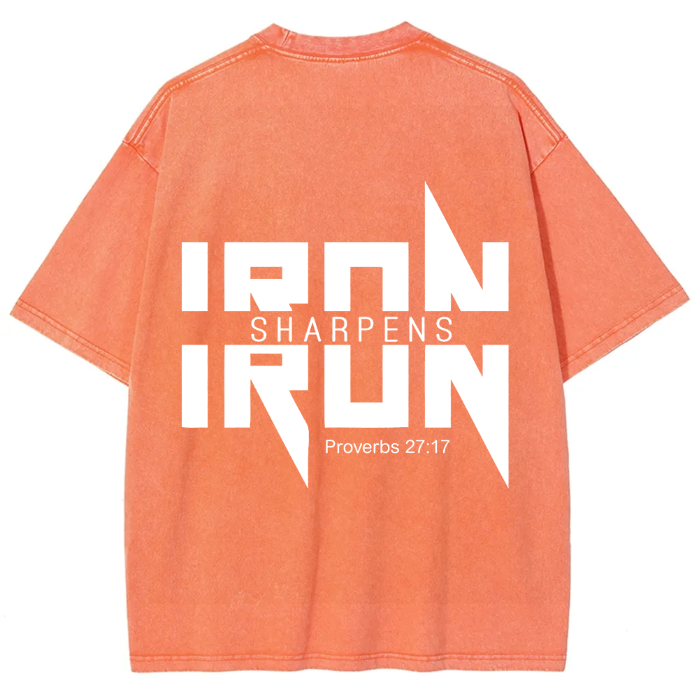 Iron Sharpens Iron Christian Unisex Fit Washed T-Shirt