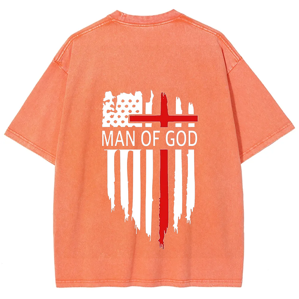 Man Of God Chrsitian Unisex Fit Washed T-Shirt