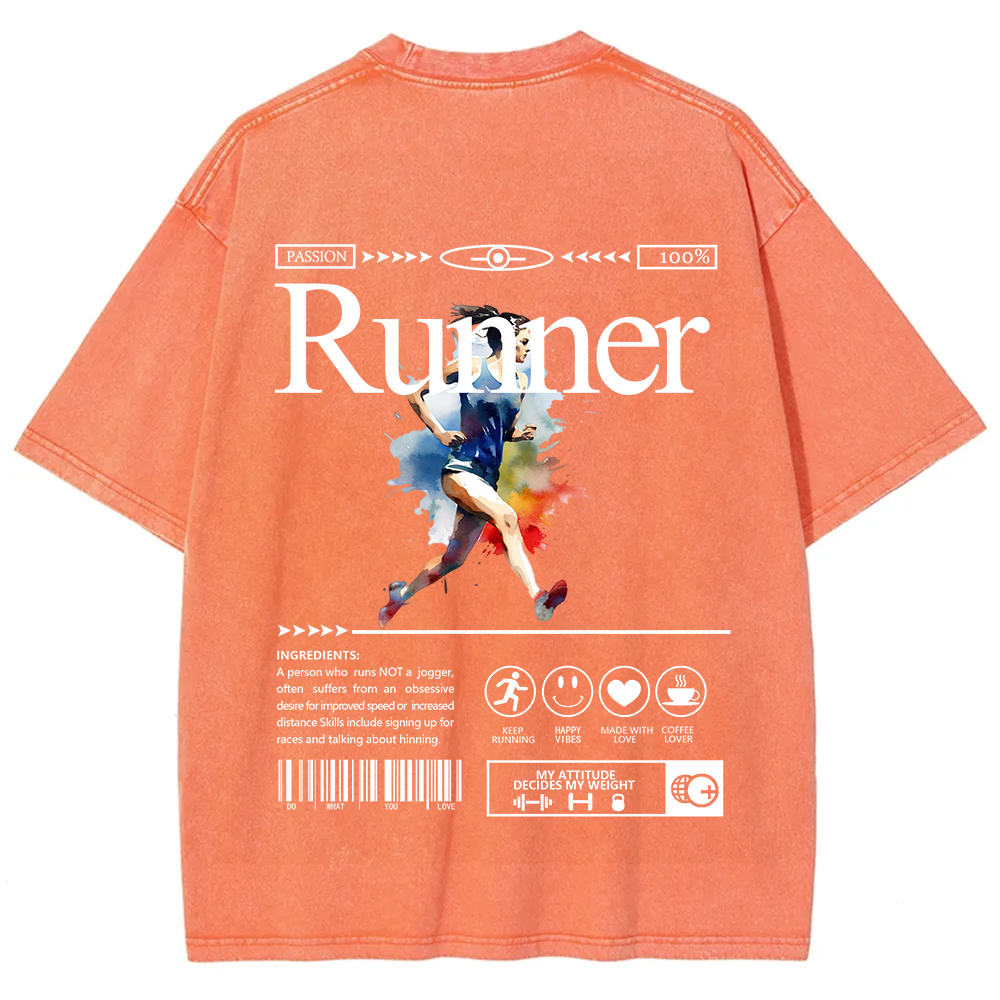 Runner Unisex Fit Washed T-Shirt