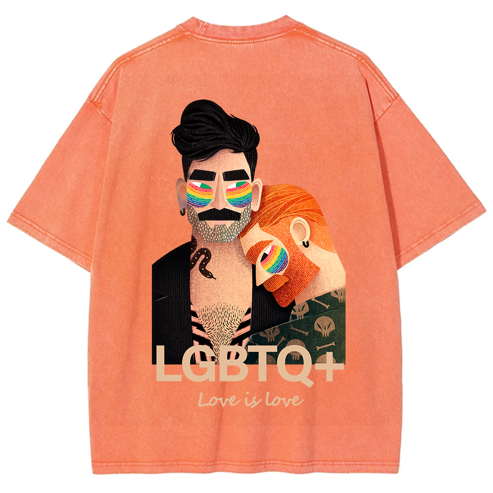 Lgbtq+ Love Is Love Unisex Fit Washed T-Shirt
