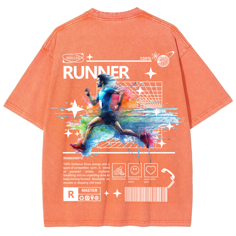 Runner Unisex Fit Washed T-Shirt