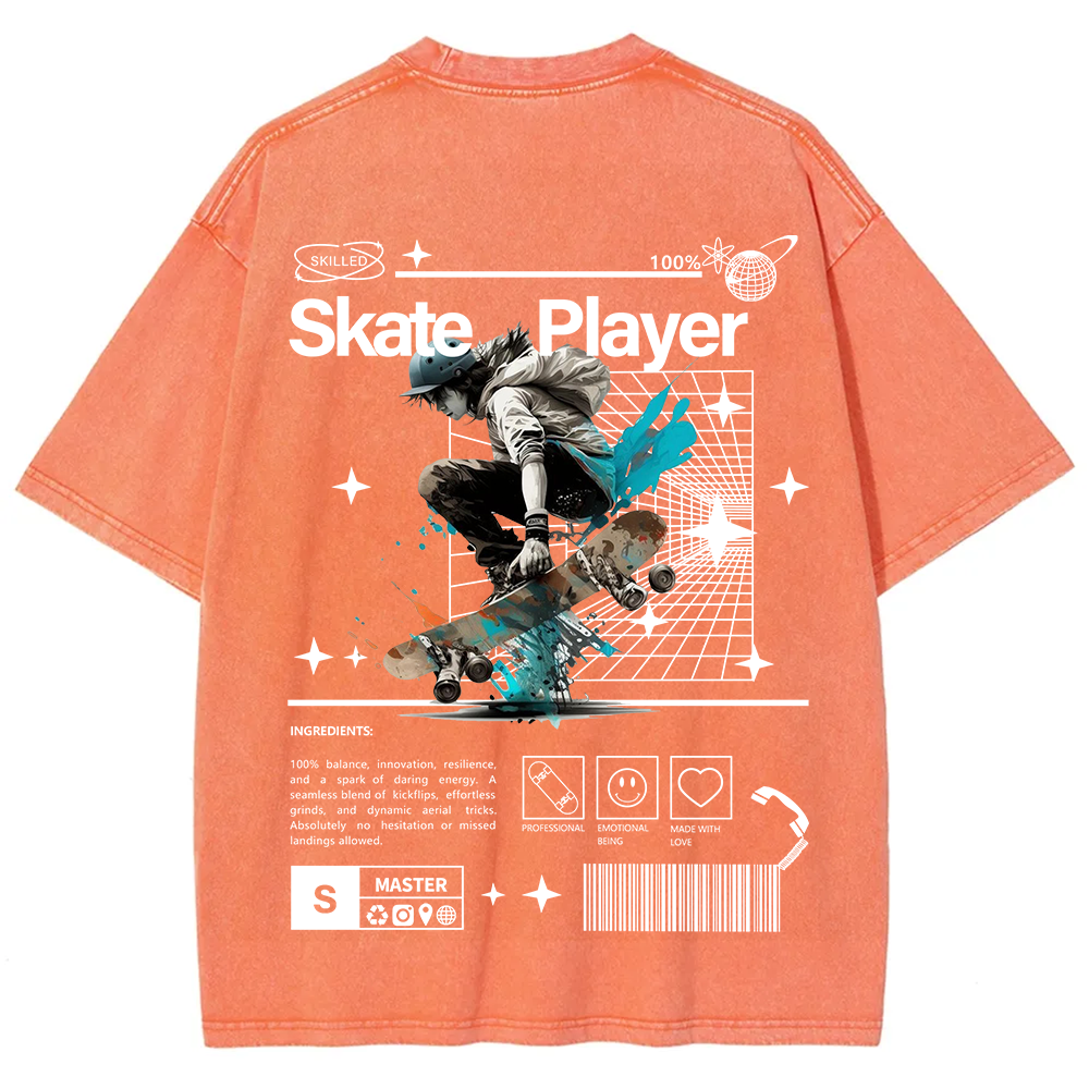 Skate Player  Unisex Fit Washed T-Shirt