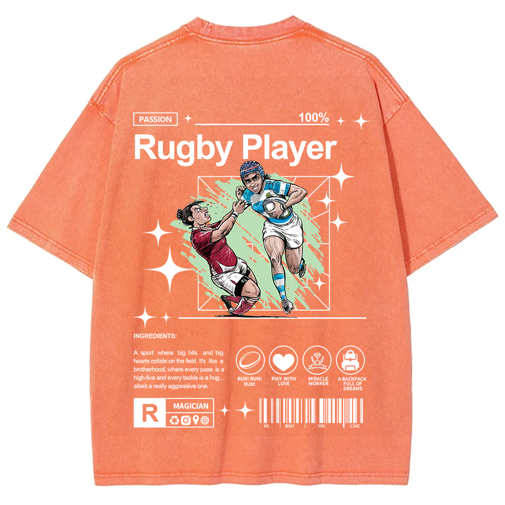 Rugby Player Unisex Fit Washed T-Shirt