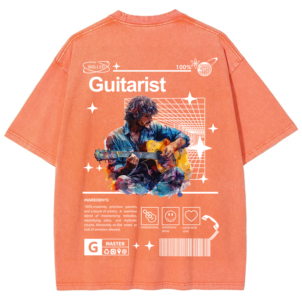 Guitarist Unisex Fit Washed T-Shirt